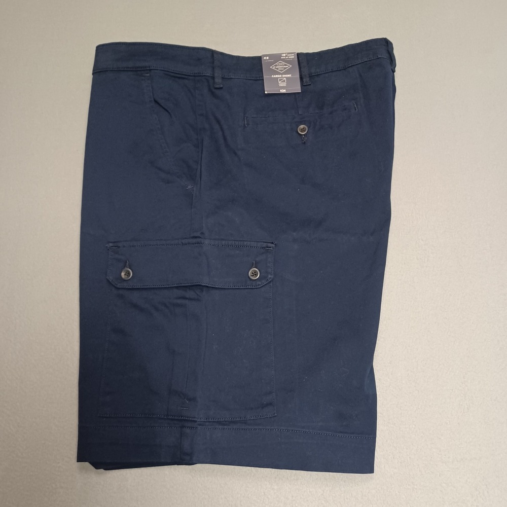 St. John's Bay Cargo Shorts Mens 42 Navy Signature Comfort Stretch 10" Inseam